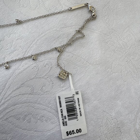 Kendra Scott Amelia Rhodium Brass Silver Tone Necklace 19" NEW w BOX - Picture 6 of 11